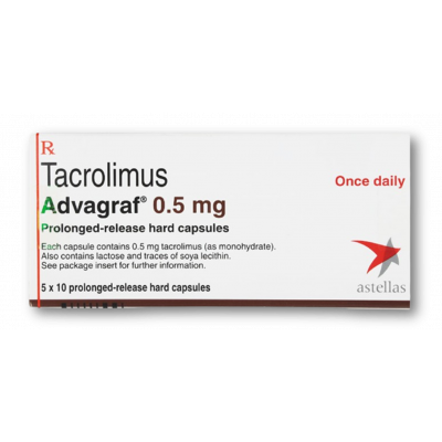 ADVAGRAF 0.5 MG ( TACROLIMUS ) 50 PROLONGED RELEASE HARD CAPSULES